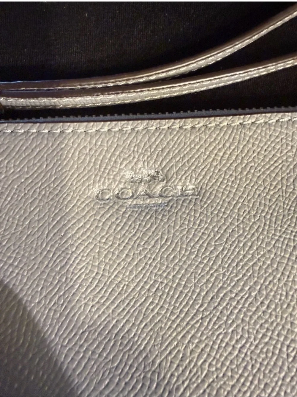 Coach Gray Pebbled Satchel Top Handle Bag w/ Detachable Strap & Wristlet